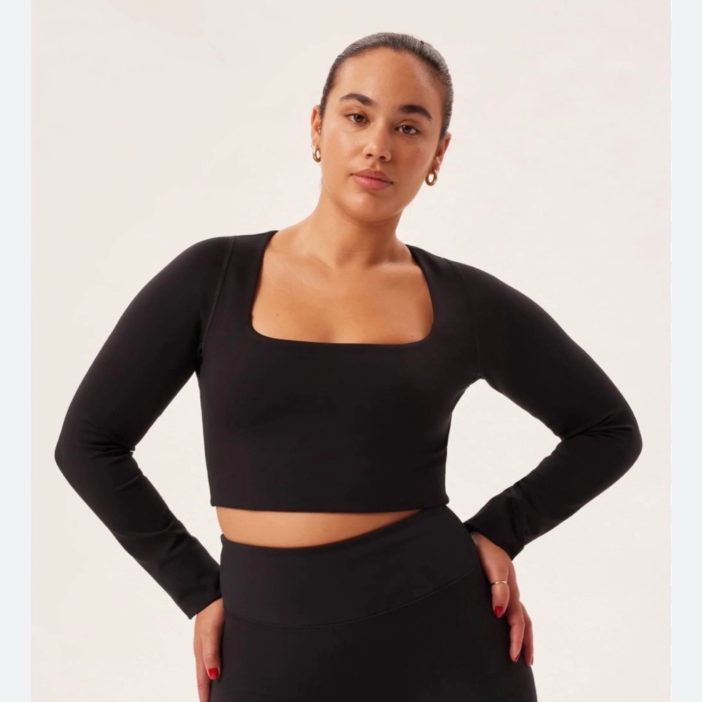 Girlfriend Collective black kinsley long sleeve crop bra top